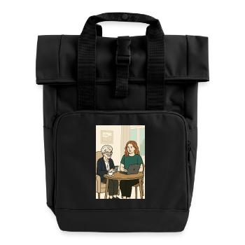 Generationen am Tisch mit Technik - Rolltop Rucksack mit zwei Griffen - Schwarz - Vorne