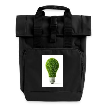 Leafy Glow Light Bulb Design - Roll Top Backpack with Two Handles - black - Front