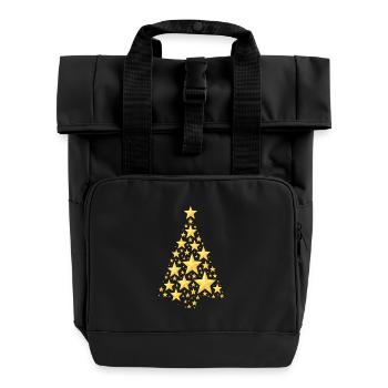 Sapin de Noël étoilé doré - Sac à dos Roll Top à deux anses - noir - Devant