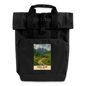 Eng Alm Alpenidylle - Rolltop Rucksack mit zwei Griffen - Schwarz - Vorne