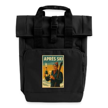 Affiche de célébration vintage après ski - Sac à dos Roll Top à deux anses - noir - Devant