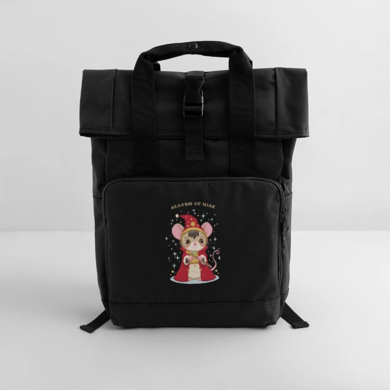 Magic Witch Mouse Roll Top Backpack with Two Handles