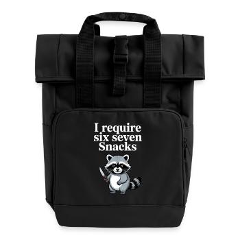 6-7 Internet Meme Cooler 6 7 Raccoon - Roll Top Backpack with Two Handles - black - Front