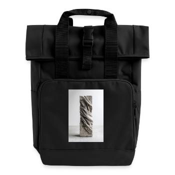 Concrete Vein Twisted Fabric - Roll Top Backpack with Two Handles - black - Front