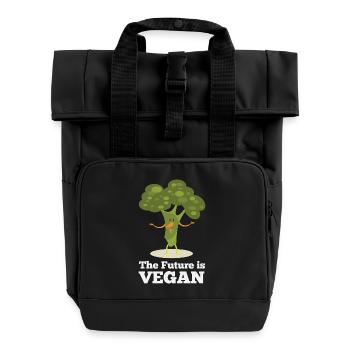 The Future is Vegan - Roll Top Backpack with Two Handles - black - Front