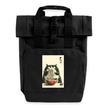 Ramen-Katzen-Nudelfreude - Rolltop Rucksack mit zwei Griffen - Schwarz - Vorne