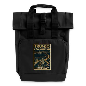 Tromsø Norwegen – Retro Reiseposter Art Deco - Rolltop Rucksack mit zwei Griffen - Schwarz - Vorne