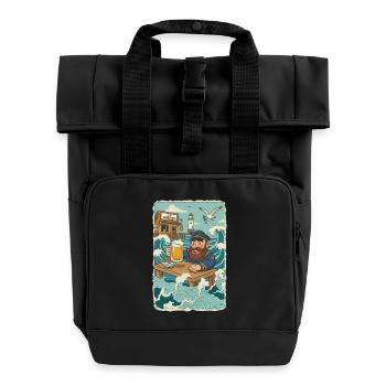Last North Sea pub - Roll Top Backpack with Two Handles - black - Front