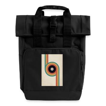 Retro Vinyl Poster Mid Century Music Design - Roll Top Backpack with Two Handles - black - Front