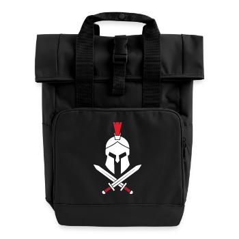 Logo Spartiate Épées Croisées Mascotte Spartan - Sac à dos Roll Top à deux anses - noir - Devant