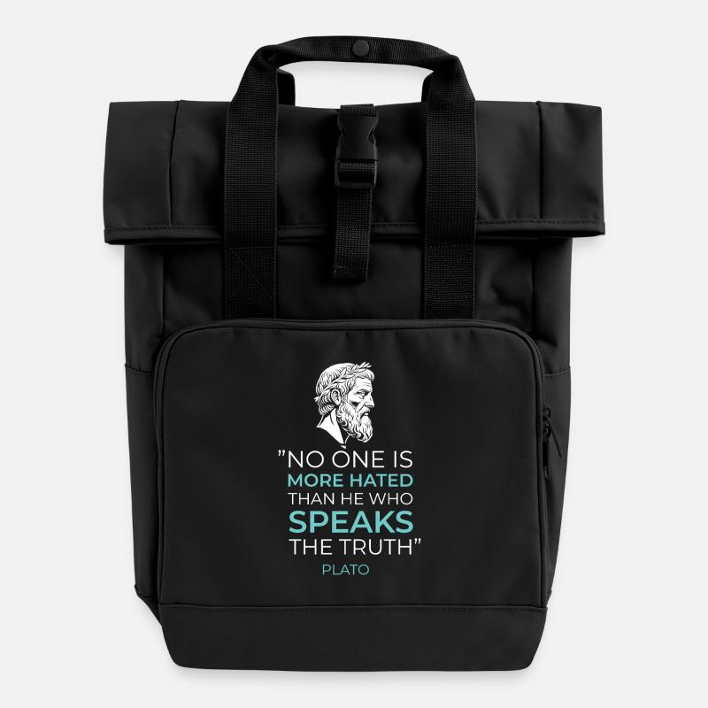 Greek Philosophy Plato Quote Truth - Roll Top Backpack with Two Handles - black