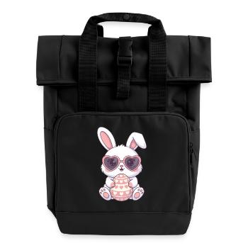 Herzhasen Osterei Charm - Rolltop Rucksack mit zwei Griffen - Schwarz - Vorne