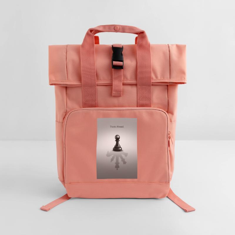 Think Ahead Minimal Mindset Design Roll Top Backpack with Two Handles
