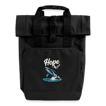 Hoffnung: Wal und Schwan Sprung, Hope - Rolltop Rucksack mit zwei Griffen - Schwarz - Vorne