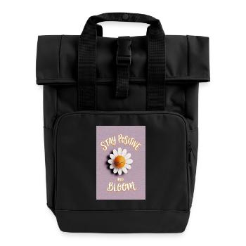 Stay Positive Bloom Daisy - Roll Top Backpack with Two Handles - black - Front