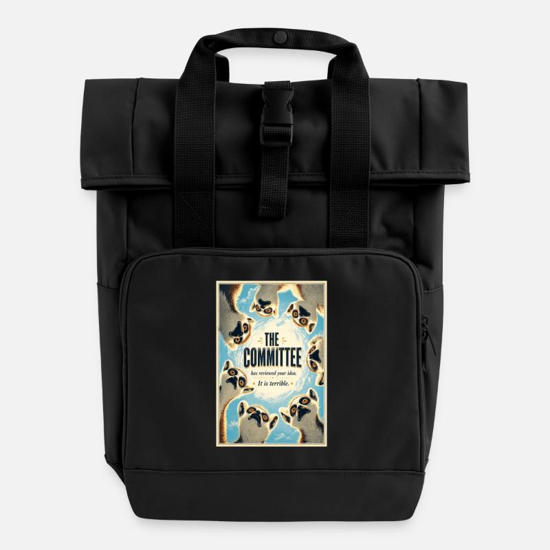 Das Komitee-Lemurs-Plakat - Rolltop Rucksack mit zwei Griffen - Schwarz