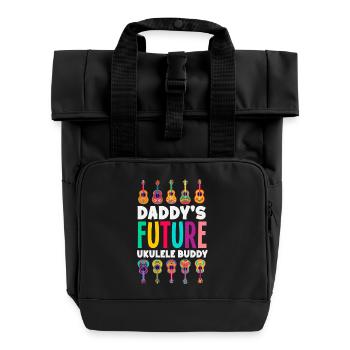 Daddys Future Ukulele Buddy Lustige Hawaii Musik - Rolltop Rucksack mit zwei Griffen - Schwarz - Vorne