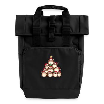 Igel Weihnachten Christbaum - Rolltop Rucksack mit zwei Griffen - Schwarz - Vorne