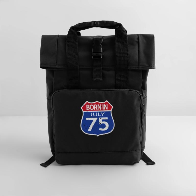 Born in July 1975 Roll Top Backpack with Two Handles