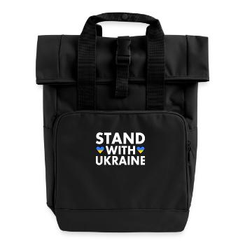 stand with ukraine - Roll Top Backpack with Two Handles - black - Front