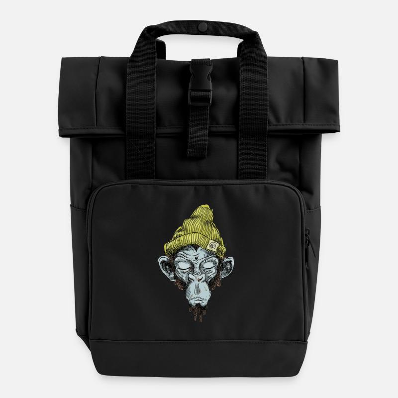 Singe avec le chapeau - Sac à dos Roll Top à deux anses - noir