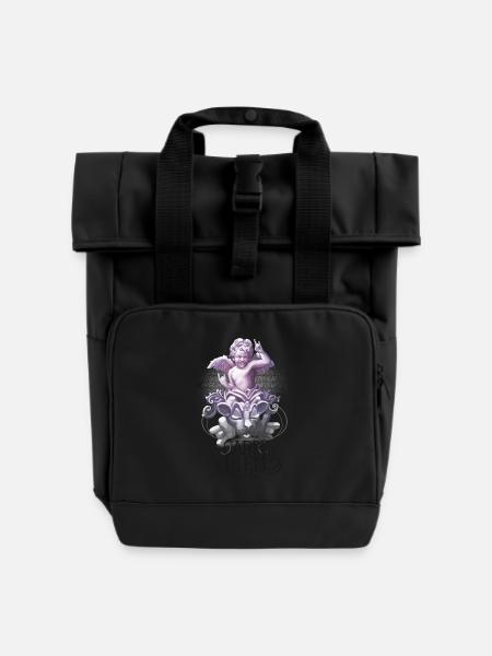 Angel - Roll Top Backpack with Two Handles - black