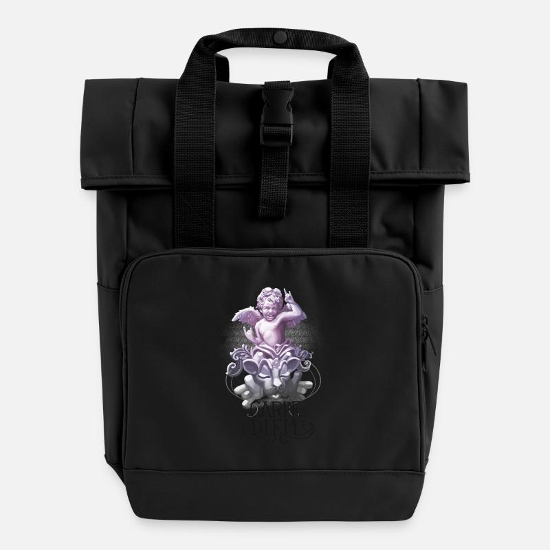 Angel - Roll Top Backpack with Two Handles - black