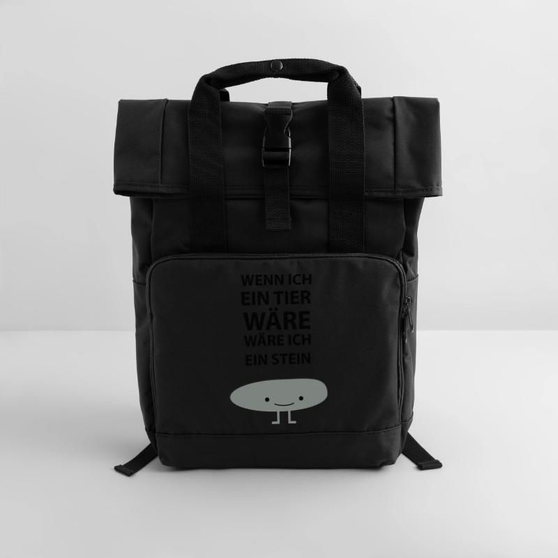 Sei ein Stein! Rolltop Rucksack mit zwei Griffen