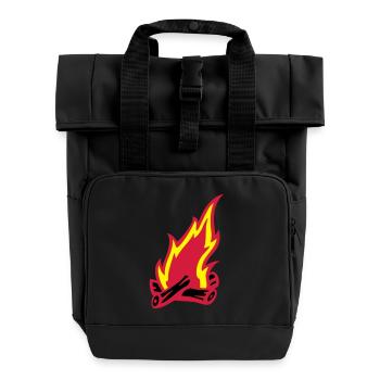 lagerfeuer_3c - Rolltop Rucksack mit zwei Griffen - Schwarz - Vorne