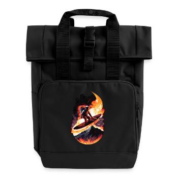 Surfender Astronaut - Rolltop Rucksack mit zwei Griffen - Schwarz - Vorne