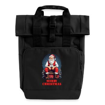 Père Noël sur la cheminée - Sac à dos Roll Top à deux anses - noir - Devant