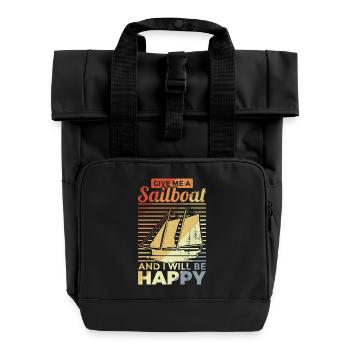 Vintage Sailing - Roll Top Backpack with Two Handles - black - Front