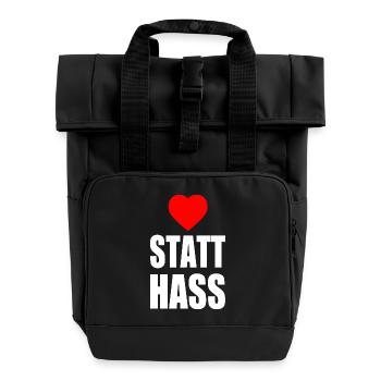 Herz statt hass - Rolltop Rucksack mit zwei Griffen - Schwarz - Vorne