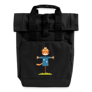 Scarecrow Cat - Roll Top Backpack with Two Handles - black - Front