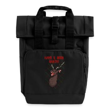 Cerf Mal Sombre Noël Dicton - Sac à dos Roll Top à deux anses - noir - Devant