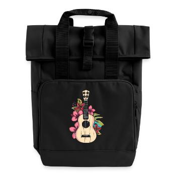 Ukulele Cartoon - Rolltop Rucksack mit zwei Griffen - Schwarz - Vorne
