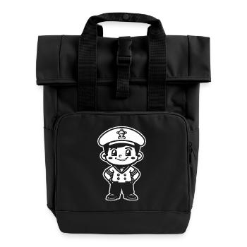 Kleiner Segelkapitän Cartoon - Rolltop Rucksack mit zwei Griffen - Schwarz - Vorne