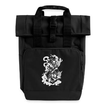 Tattoo Shirt: Dämon am Plattenspieler für Open-Air - Rolltop Rucksack mit zwei Griffen - Schwarz - Vorne
