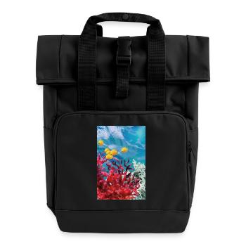 Vibrant Coral Reef Underwater World - Roll Top Backpack with Two Handles - black - Front
