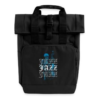Skelett, Jazzmusiker, Abbildung - Rolltop Rucksack mit zwei Griffen - Schwarz - Vorne
