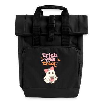 🎃 Trick or Treat – Kawaii Style 👻🍬 - Roll Top Backpack with Two Handles - black - Front