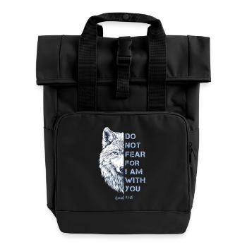 Religiöses Zitat Bibelvers - Rolltop Rucksack mit zwei Griffen - Schwarz - Vorne