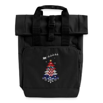 Christmas tree with Croatia flag - Roll Top Backpack with Two Handles - black - Front