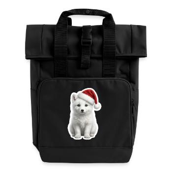Weisser Polarfuchs im tiefen Schnee - Rolltop Rucksack mit zwei Griffen - Schwarz - Vorne