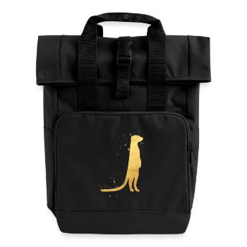 Goldene Erdmännchen Silhouette - Rolltop Rucksack mit zwei Griffen - Schwarz - Vorne