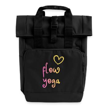 Flow Yoga - design coloré avec cœur - Sac à dos Roll Top à deux anses - noir - Devant