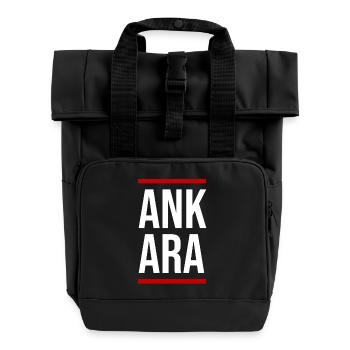 Ankara Bold Block Typography - Roll Top Backpack with Two Handles - black - Front