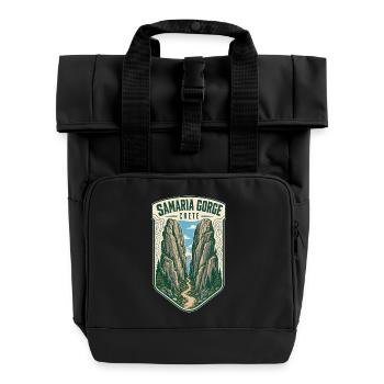 Samaria Gorge Crete Hiking Adventure Travel - Rolltop Rucksack mit zwei Griffen - Schwarz - Vorne