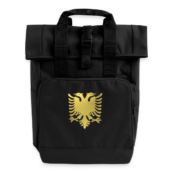 Shqiponja Gold - Roll Top Backpack with Two Handles - black - Front