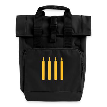4 Kerzen //vier//vierter Geburtstag //viertes Mal - Rolltop Rucksack mit zwei Griffen - Schwarz - Vorne